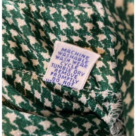 Vintage 70's Oleg Cassini by Burma Disco Shirt Nylon Green Houndstooth Men’s L - Picture 4 of 9